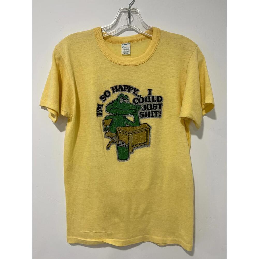 I’m so happy I could shit 70s glitter iron on tshirt